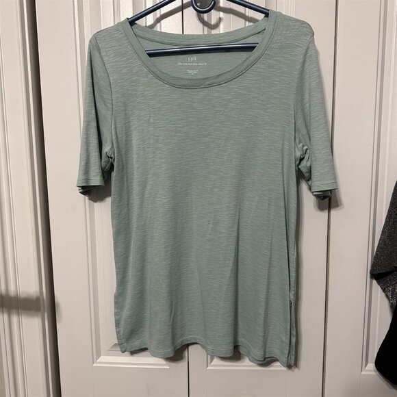 J. Jill Tops - J Jill Pima Scoop Neck Top Womens Medium Aqua Blue Flowy Casual Layering Shirt